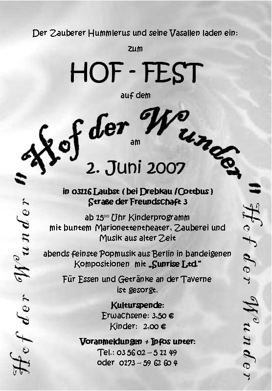 Hoffest am 02.Juni 2007 bei Hummlerus Hummel in Laubst bei Cottbus